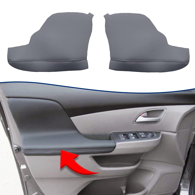 KBH Door Panel Armrest Cover Replacement for Honda Odyssey 2011-2017, Vinyl Leather, Car Door Arm Rest Replace Skin Upholstery, Anti-Scratch, 1 Pair, Dark Gray (Leather Part Only) - Image 1